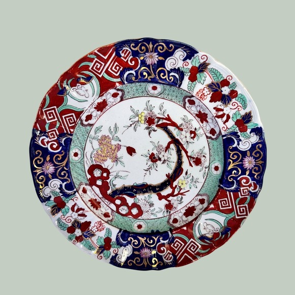 Mason'S Other - Masons Antique Ironstone China Plate England Imari Floral Gold Scalloped 10.25in